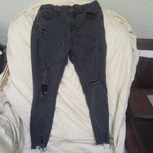 Women's (Junior) ENJEAN Black Ripped Skinny Jeans